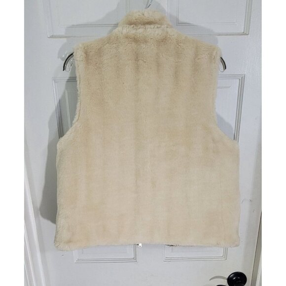 J Crew Womens Beige Black Full Zip Reversible Vest Mock Neck With Pockets Size M - Picture 7 of 14